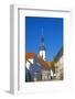 Europe, Germany, Brandenburg, Spreewald, L?bbenau, Main Street with Steeple, Sankt-Nikolai Church-Chris Seba-Framed Photographic Print