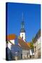 Europe, Germany, Brandenburg, Spreewald, L?bbenau, Main Street with Steeple, Sankt-Nikolai Church-Chris Seba-Stretched Canvas