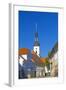 Europe, Germany, Brandenburg, Spreewald, L?bbenau, Main Street with Steeple, Sankt-Nikolai Church-Chris Seba-Framed Photographic Print