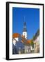 Europe, Germany, Brandenburg, Spreewald, L?bbenau, Main Street with Steeple, Sankt-Nikolai Church-Chris Seba-Framed Photographic Print