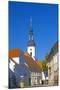 Europe, Germany, Brandenburg, Spreewald, L?bbenau, Main Street with Steeple, Sankt-Nikolai Church-Chris Seba-Mounted Photographic Print