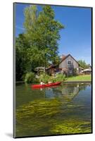 Europe, Germany, Brandenburg, Spreewald, Leipe, Traditional Houses at Water Channel, Canoeists-Chris Seba-Mounted Photographic Print