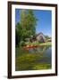 Europe, Germany, Brandenburg, Spreewald, Leipe, Traditional Houses at Water Channel, Canoeists-Chris Seba-Framed Photographic Print