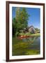 Europe, Germany, Brandenburg, Spreewald, Leipe, Traditional Houses at Water Channel, Canoeists-Chris Seba-Framed Photographic Print