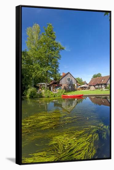 Europe, Germany, Brandenburg, Spreewald (Spree Forest), Canal, Leipe, Canoe-Chris Seba-Framed Stretched Canvas