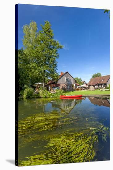 Europe, Germany, Brandenburg, Spreewald (Spree Forest), Canal, Leipe, Canoe-Chris Seba-Stretched Canvas