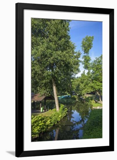 Europe, Germany, Brandenburg, Spreewald (Spree Forest), LŸbben, Harbour 2, Canal-Chris Seba-Framed Premium Photographic Print