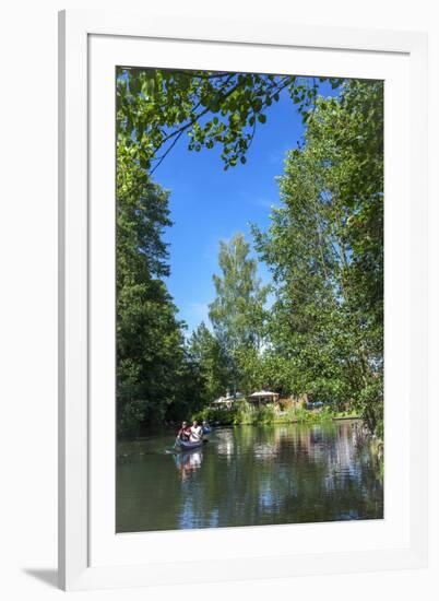 Europe, Germany, Brandenburg, Spreewald (Spree Forest), Leipe, Canoe Driver on Water Canal-Chris Seba-Framed Photographic Print