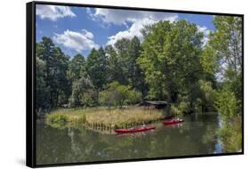 Europe, Germany, Brandenburg, Spreewald (Spree Forest), Schlepzig, Canoe Driver-Chris Seba-Framed Stretched Canvas