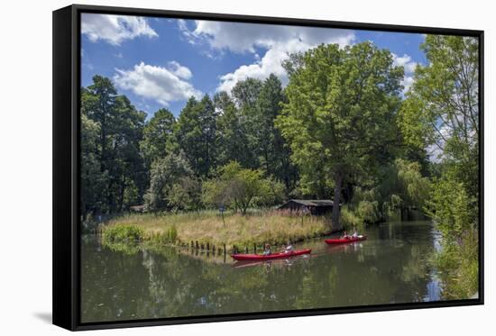 Europe, Germany, Brandenburg, Spreewald (Spree Forest), Schlepzig, Canoe Driver-Chris Seba-Framed Stretched Canvas