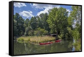 Europe, Germany, Brandenburg, Spreewald (Spree Forest), Schlepzig, Canoe Driver-Chris Seba-Framed Stretched Canvas