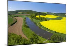 Europe, Germany, Eastern Westphalia, Rape Fields, Holiday Ship, Weser Course, Canoeist, Jetty-Chris Seba-Mounted Photographic Print