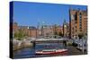 Europe, Germany, Hamburg, Old Warehouse District, Canal, Excursion Boat-Chris Seba-Stretched Canvas