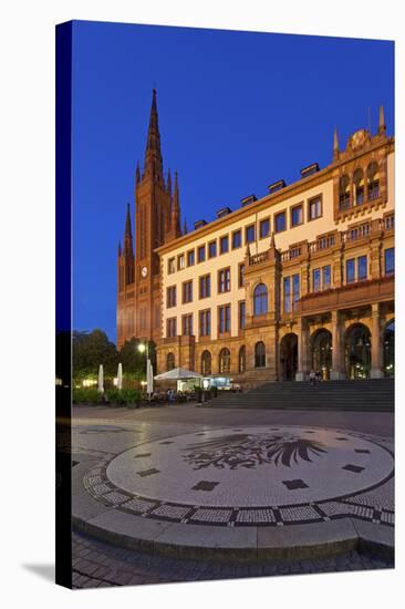 Europe, Germany, Hesse, Stone Mosaic Kaiseradlerwappen Infront of Townhall and Cathedral-Chris Seba-Stretched Canvas
