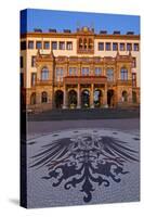 Europe, Germany, Hesse, Wiesbaden, Stone Mosaic Kaiseradlerwappen Infront of Townhall Stairs-Chris Seba-Stretched Canvas