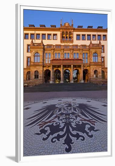Europe, Germany, Hesse, Wiesbaden, Stone Mosaic Kaiseradlerwappen Infront of Townhall Stairs-Chris Seba-Framed Premium Photographic Print