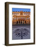 Europe, Germany, Hesse, Wiesbaden, Stone Mosaic Kaiseradlerwappen Infront of Townhall Stairs-Chris Seba-Framed Photographic Print