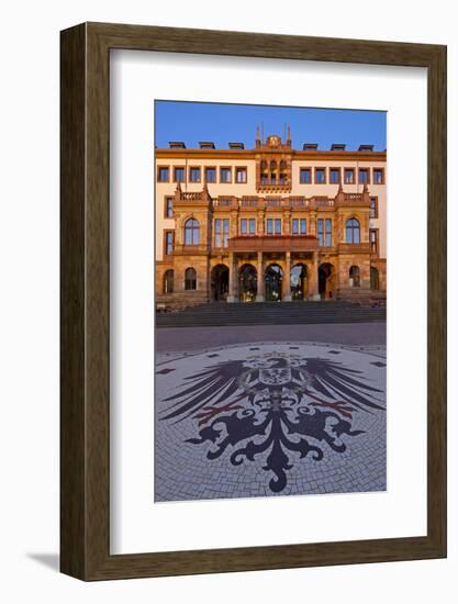 Europe, Germany, Hesse, Wiesbaden, Stone Mosaic Kaiseradlerwappen Infront of Townhall Stairs-Chris Seba-Framed Photographic Print