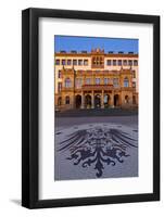 Europe, Germany, Hesse, Wiesbaden, Stone Mosaic Kaiseradlerwappen Infront of Townhall Stairs-Chris Seba-Framed Photographic Print