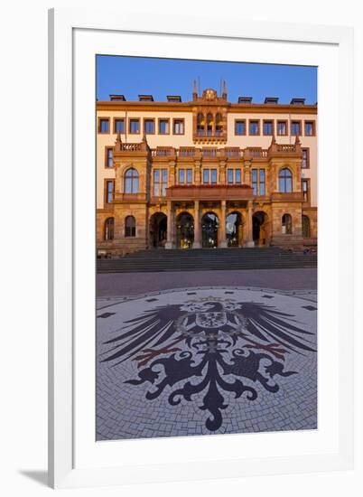 Europe, Germany, Hesse, Wiesbaden, Stone Mosaic Kaiseradlerwappen Infront of Townhall Stairs-Chris Seba-Framed Photographic Print