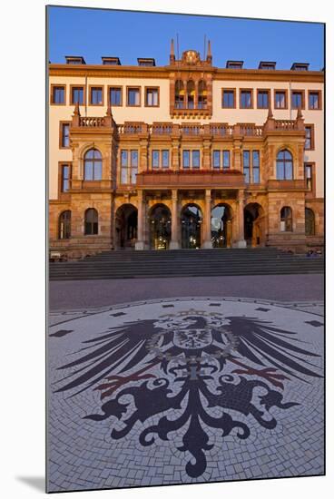 Europe, Germany, Hesse, Wiesbaden, Stone Mosaic Kaiseradlerwappen Infront of Townhall Stairs-Chris Seba-Mounted Photographic Print