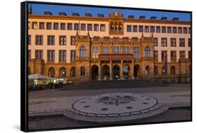 Europe, Germany, Hesse, Wiesbaden, Townhall, Stone Mosaic Kaiseradlerwappen-Chris Seba-Framed Stretched Canvas