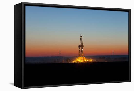 Europe, Germany, Lower Saxony, Deep Drilling Plant, Sunrise-Chris Seba-Framed Stretched Canvas