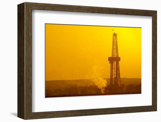 Europe, Germany, Lower Saxony, Deep Drilling Plant, Sunrise-Chris Seba-Framed Photographic Print