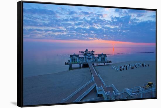 Europe, Germany, Mecklenburg-Western Pomerania, R?gen, Bathing Place Sellin, Pier, Daybreak-Chris Seba-Framed Stretched Canvas