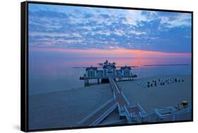 Europe, Germany, Mecklenburg-Western Pomerania, R?gen, Bathing Place Sellin, Pier, Daybreak-Chris Seba-Framed Stretched Canvas