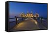 Europe, Germany, Mecklenburg-Western Pomerania, RŸgen, Bathing Place Sellin, Pier, Dusk-Chris Seba-Framed Stretched Canvas