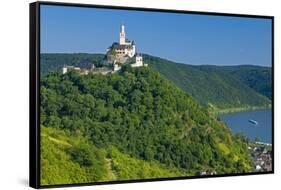 Europe, Germany, Rhineland-Palatinate, Middle Rhine Valley, Marksburg (Castle) over the Rhine-Chris Seba-Framed Stretched Canvas