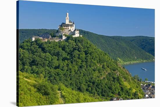 Europe, Germany, Rhineland-Palatinate, Middle Rhine Valley, Marksburg (Castle) over the Rhine-Chris Seba-Stretched Canvas