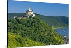 Europe, Germany, Rhineland-Palatinate, Middle Rhine Valley, Marksburg (Castle) over the Rhine-Chris Seba-Stretched Canvas