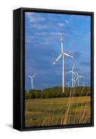 Europe, Germany, Saxony-Anhalt, Magdeburg Bšrde, Wind Turbines-Chris Seba-Framed Stretched Canvas