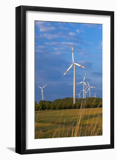 Europe, Germany, Saxony-Anhalt, Magdeburg Bšrde, Wind Turbines-Chris Seba-Framed Photographic Print