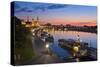 Europe, Germany, Saxony, Dresden, Afterglow, Elbufer (Bank of the River Elbe), Excursion Steamer-Chris Seba-Stretched Canvas