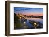 Europe, Germany, Saxony, Dresden, Afterglow, Elbufer (Bank of the River Elbe), Excursion Steamer-Chris Seba-Framed Photographic Print