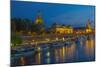 Europe, Germany, Saxony, Dresden, Elbufer (Bank of the River Elbe) by Night, Excursion Ships-Chris Seba-Mounted Photographic Print