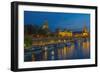 Europe, Germany, Saxony, Dresden, Elbufer (Bank of the River Elbe) by Night, Excursion Ships-Chris Seba-Framed Photographic Print