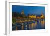 Europe, Germany, Saxony, Dresden, Elbufer (Bank of the River Elbe) by Night, Excursion Ships-Chris Seba-Framed Photographic Print