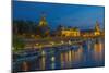 Europe, Germany, Saxony, Dresden, Elbufer (Bank of the River Elbe) by Night, Excursion Ships-Chris Seba-Mounted Photographic Print