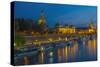 Europe, Germany, Saxony, Dresden, Elbufer (Bank of the River Elbe) by Night, Excursion Ships-Chris Seba-Stretched Canvas