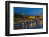 Europe, Germany, Saxony, Dresden, Elbufer (Bank of the River Elbe) by Night, Excursion Ships-Chris Seba-Framed Photographic Print