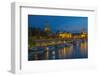 Europe, Germany, Saxony, Dresden, Elbufer (Bank of the River Elbe) by Night, Excursion Ships-Chris Seba-Framed Photographic Print