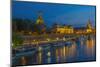 Europe, Germany, Saxony, Dresden, Elbufer (Bank of the River Elbe) by Night, Excursion Ships-Chris Seba-Mounted Photographic Print