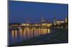 Europe, Germany, Saxony, Dresden, Elbufer (Bank of the River Elbe) by Night-Chris Seba-Mounted Photographic Print