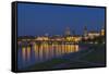 Europe, Germany, Saxony, Dresden, Elbufer (Bank of the River Elbe) by Night-Chris Seba-Framed Stretched Canvas