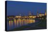 Europe, Germany, Saxony, Dresden, Elbufer (Bank of the River Elbe) by Night-Chris Seba-Stretched Canvas