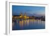 Europe, Germany, Saxony, Dresden, Elbufer (Bank of the River Elbe) by Night-Chris Seba-Framed Photographic Print